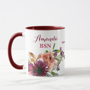 Caneca Graduação na Escola de Enfermagem BSN Wild Flowers