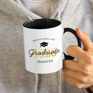 Caneca Graduado em Preto e Dourado Personalizado 2026
