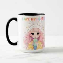 Caneca Gráfica Rosa Pastel Fofa Permaneça Hidratad