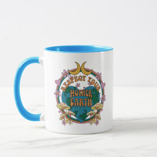 Caneca Gráfico da Terra-Mãe Retro dos anos 70 (Esquerda)