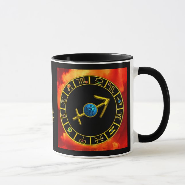 Caneca Gráfico de Astrologia da Joia Azul Zodiac Azul Dou (Direita)