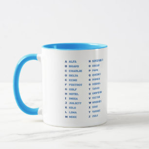 Caneca Gráfico de códigos fonéticos A-Z da NATO para form