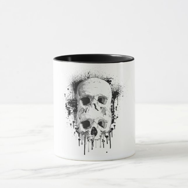 Caneca Gráfico de Dissipador de Tinta Preta de Caveira (Centro)