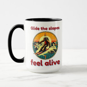 Caneca Gráfico de Esqui Alpino Aventurado