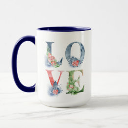 Caneca Gráfico de Impressão Floral de Amor Empilhado
