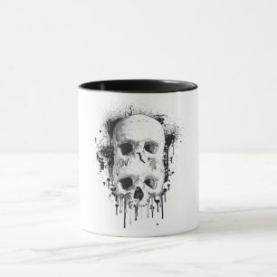 Caneca Gráfico de respingo de tinta preta Skull Drip