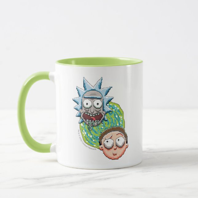 Caneca Gráfico do Rick Pixelverse e do Portal Morty (Esquerda)