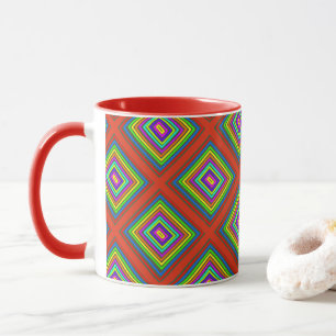 Caneca Gráfico geométrico quadrado moderno, colorido, D