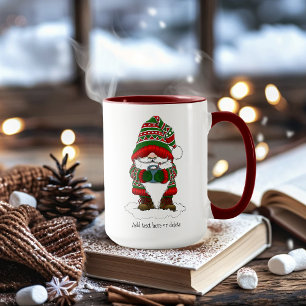 Caneca Gráfico Verde Vermelho do Gnomo de Natal