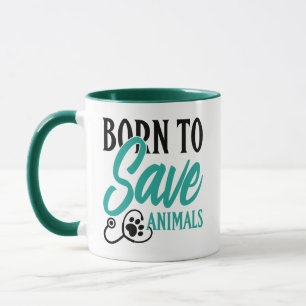 Caneca Gráficos de Pegada de Pata e Estetoscópio em Coraç