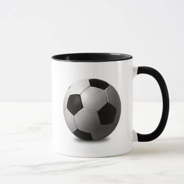 CANECA GRÁFICOS DO ÍCONE DO VETOR DA BOLA DO FUTEBOL PRET (Direita)