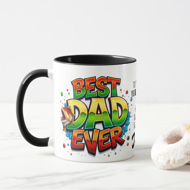 Caneca Grafite De Cotação De Peixe Do Melhor Pai (Com Donut)