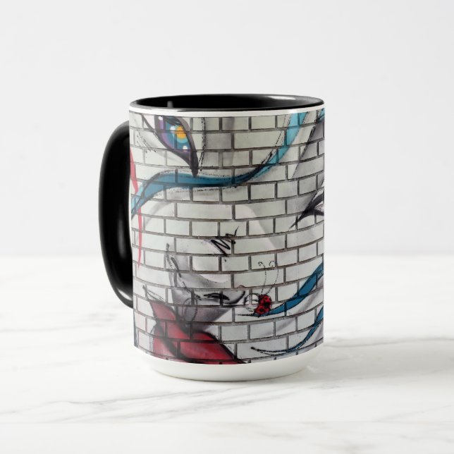 Caneca Grafite de Garota Asiática (Frente Esquerda)