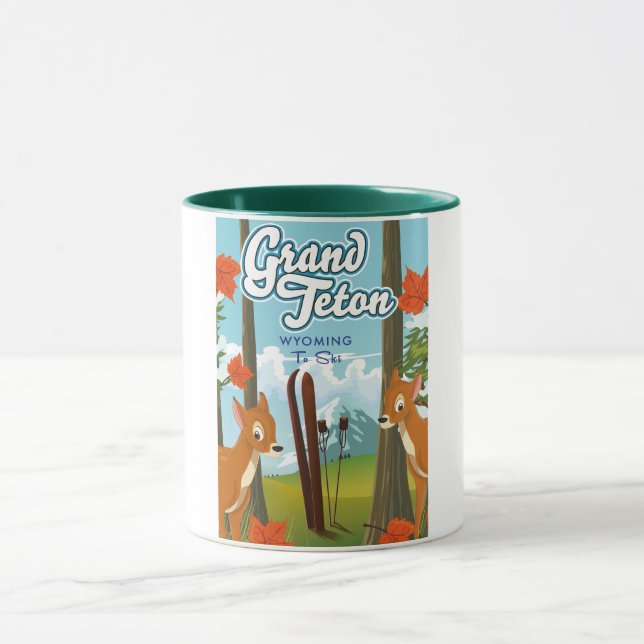 Caneca Grand Teton Wyoming para esqui. (Centro)