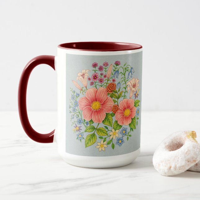 Caneca Grande Buquê Floral (Com Donut)
