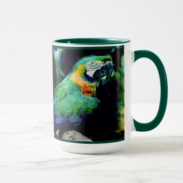 Caneca Grande Macaw verde em Dewlight (Direita)