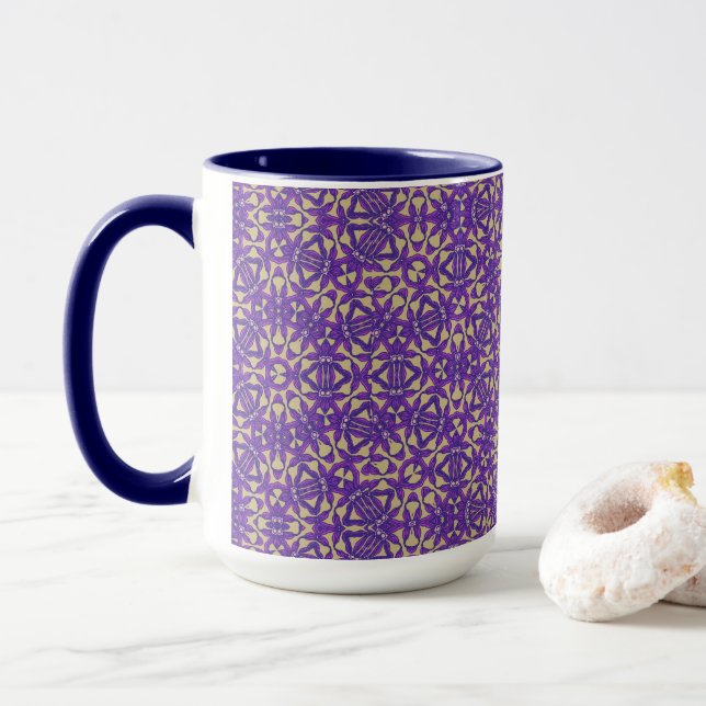 Caneca Grande Mug Roxo e Dourado (Com Donut)