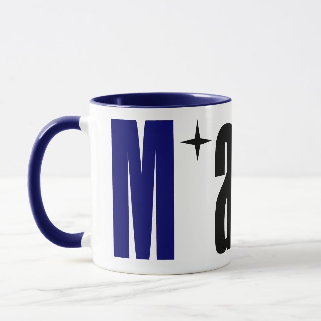 Caneca Grande nome de "Mary", estrelas azuis e negras esc (Esquerda)