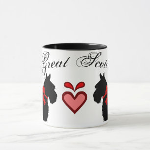Caneca "Grande Scott!" Terrier Escocês, laço vermelho, co