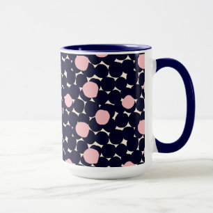 Caneca Grande teste padrão de ponto azul & cor-de-rosa
