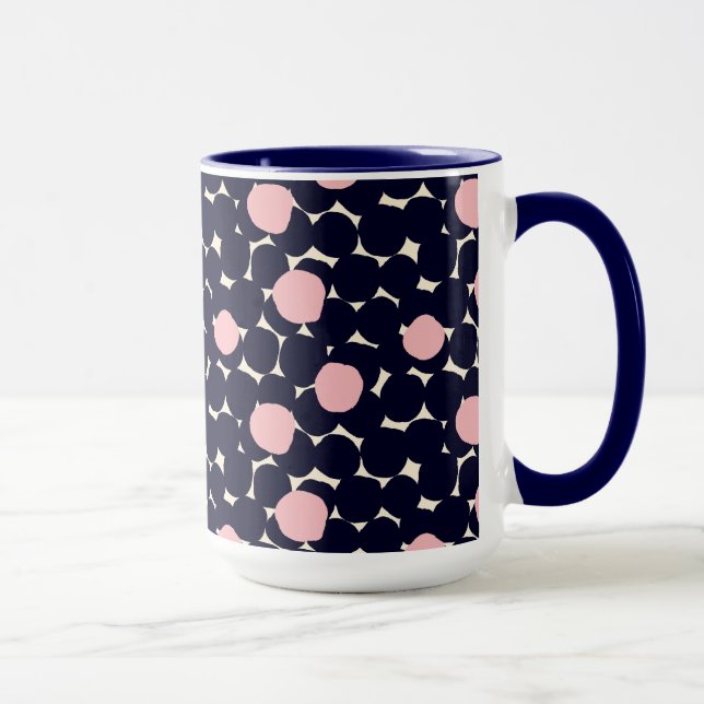 Caneca Grande teste padrão de ponto azul & cor-de-rosa (Direita)