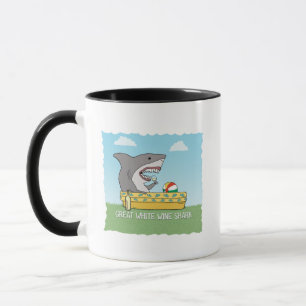 Caneca Grande tubarão engraçado do vinho branco