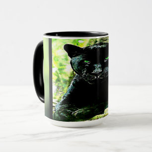 Caneca Grandes modelos de gatos: Pantera Preta Verde