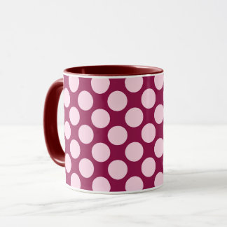 Caneca Grandes pontos retros - Borgonha e rosa do escudo