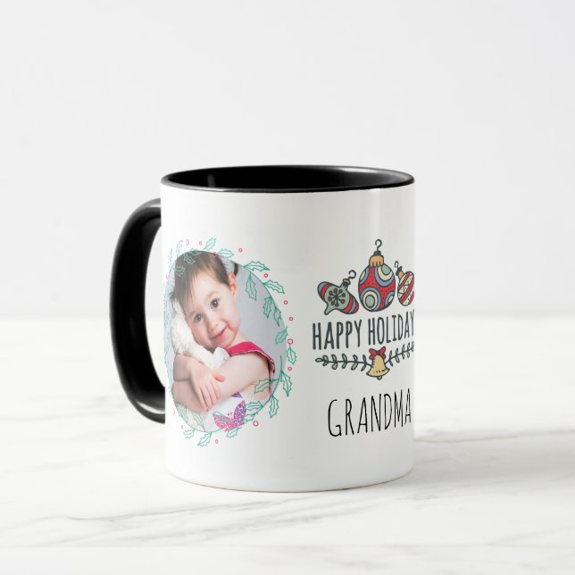 Caneca GRANDMA PHOTO MUG - Netos de presentes de Natal (Frente Esquerda)
