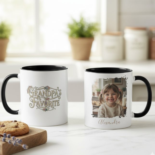 Caneca Grandpa's Favorite Personalized Photo (Grandpa personalilzed photo coffee mug)