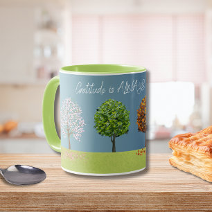 Caneca Gratidão Através das Árvores das Quatro Estações