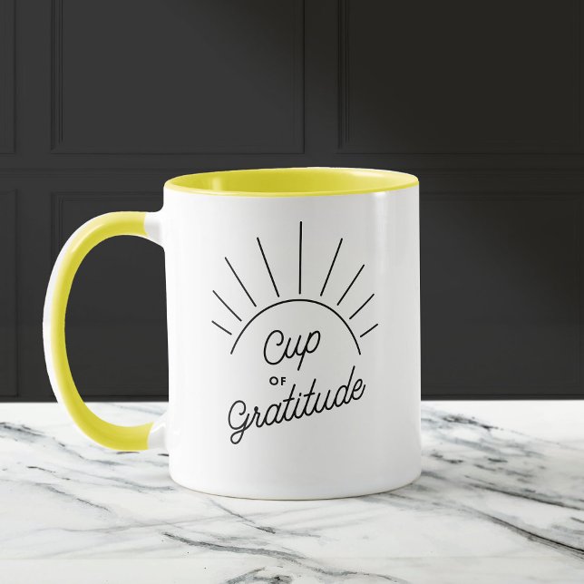 Caneca Gratidão Sunshine Mensagem Personalizada Moderna (Criador carregado)