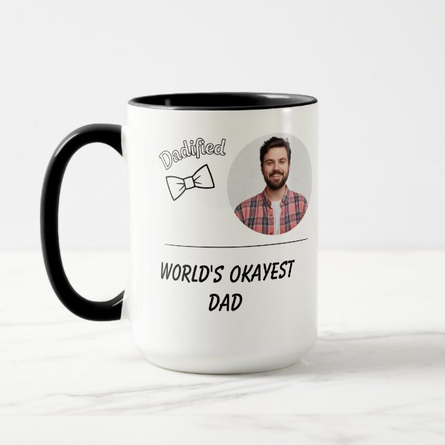 Caneca Gravata Borboleta Engraçada do Dia dos Pais com Fo (Esquerda)