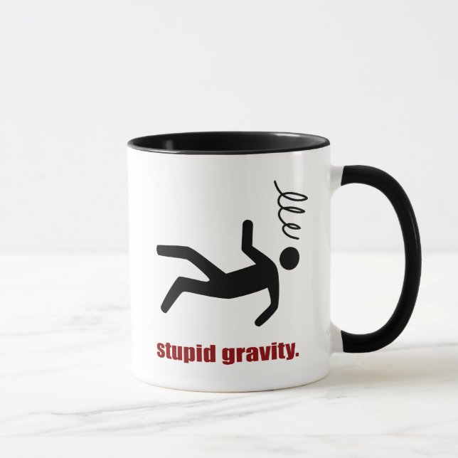 Caneca Gravidade Estúpida - Estuntista Maluco Engraçado (Direita)