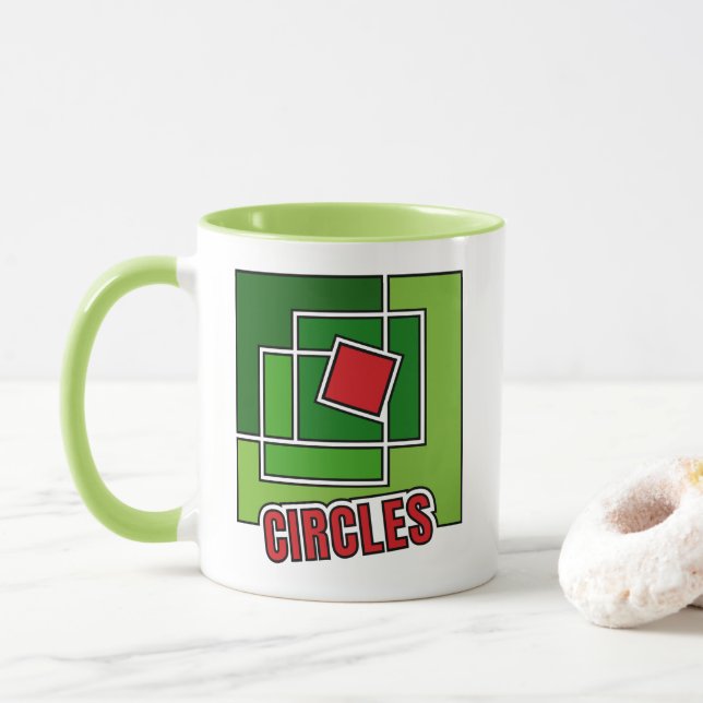 Caneca Green Abstraction with Twisted Red Square (Com Donut)