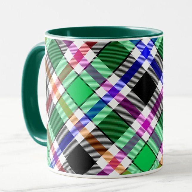 Caneca Green Black Multicolour Flannel Plaid Tartan (Criador carregado)