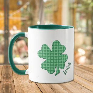 Caneca Green Checks Irish Shamrock Personalizado
