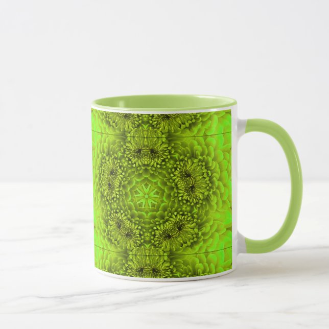 Caneca GREEN DAHLIA FLOWERS Abstrato Floral (Direita)
