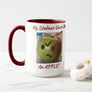 Caneca GREEN engraçada e RED ''Apple from My Student''
