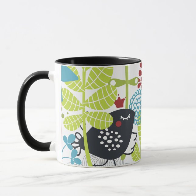 Caneca green florest and balck bird Mug (Esquerda)
