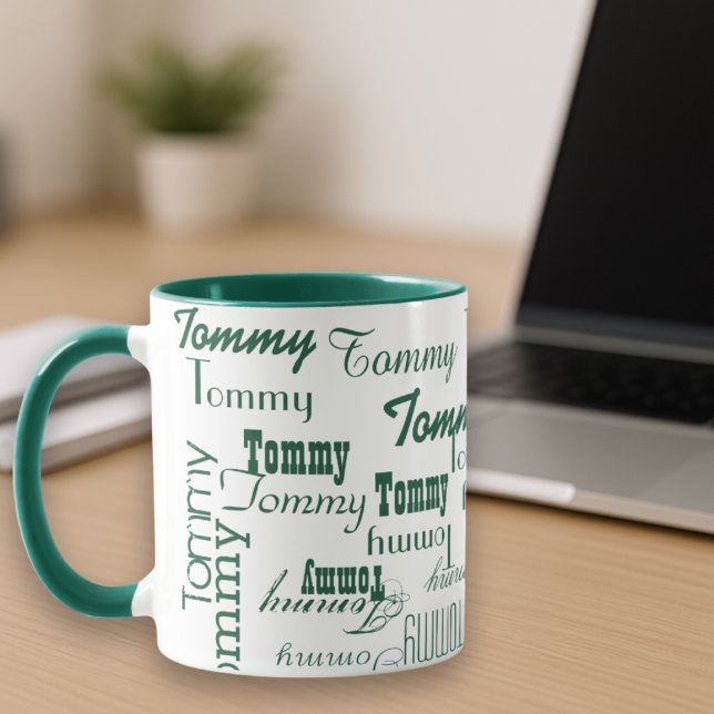 Caneca Green Mug Cria seu próprio padrão de nome (Criador carregado)