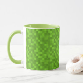 Caneca Green Pixel Pattern Retro 8-Bit Gaming
