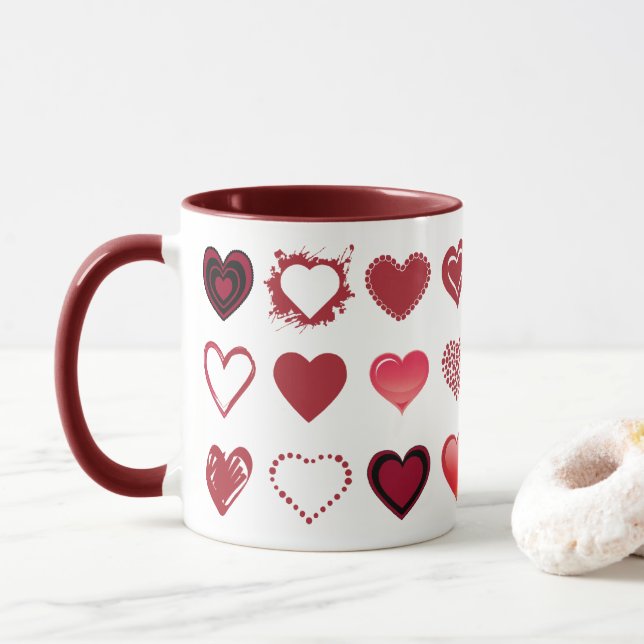 Caneca Grelha de Corações (Com Donut)