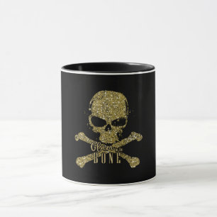 Caneca Grelha Preta para o Caveira Dourada Óssea