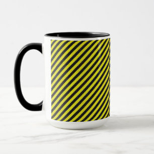 Caneca Grelhas Diagonais Finas Pretas e Amarelas