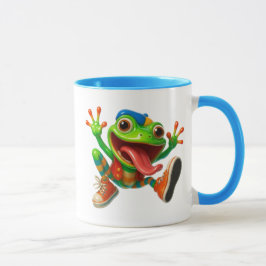 Caneca Grenouille rigolote en baskets. Mug fun et coloré.