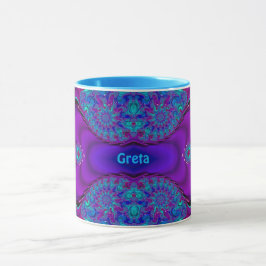Caneca GRETA ~ Zany 3D ~ Azul, Verde e Roxo