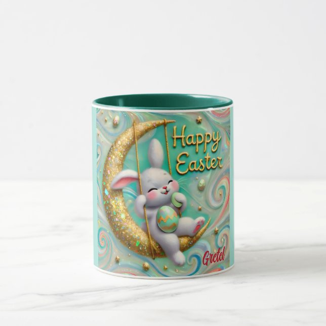 Caneca GRETEL~ MOON Bunny ~ FELZ PASCOA ~ Mug (Centro)