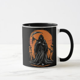 Caneca Grim Reaper Cartoon in Sunset Graveyard