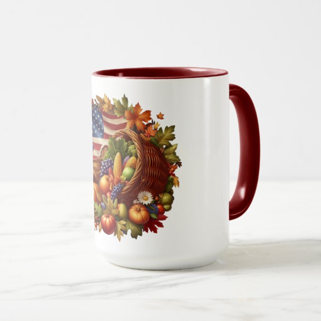 Caneca Grinalda de peru do Dia de Ação de Graças dos EUA/ (Frente Esquerda)